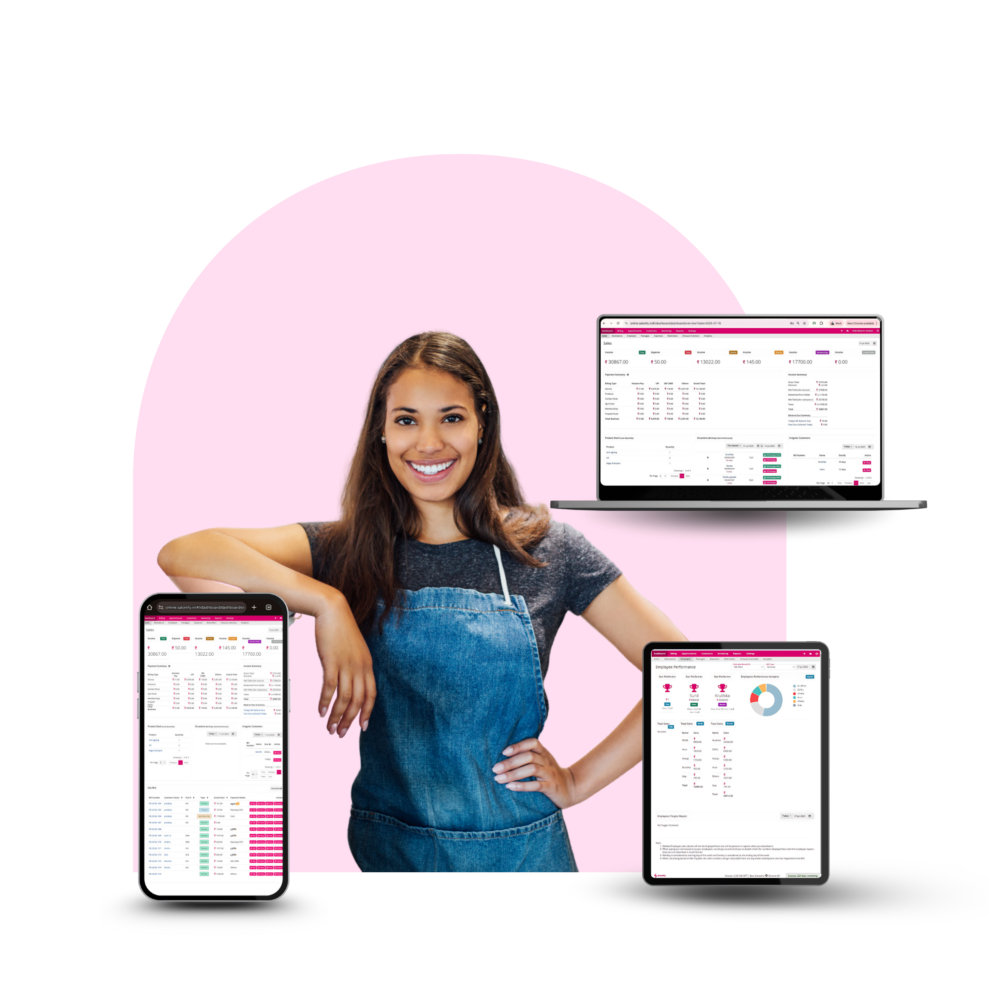 All in one Salon Management Software. Salonify Dashboard in all types of devices.